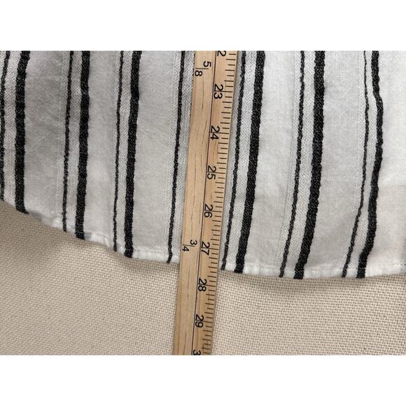 Lucky Brand 3/4 Sleeves Striped Blouse White Gray Size Medium Pullover Button - Picture 13 of 13